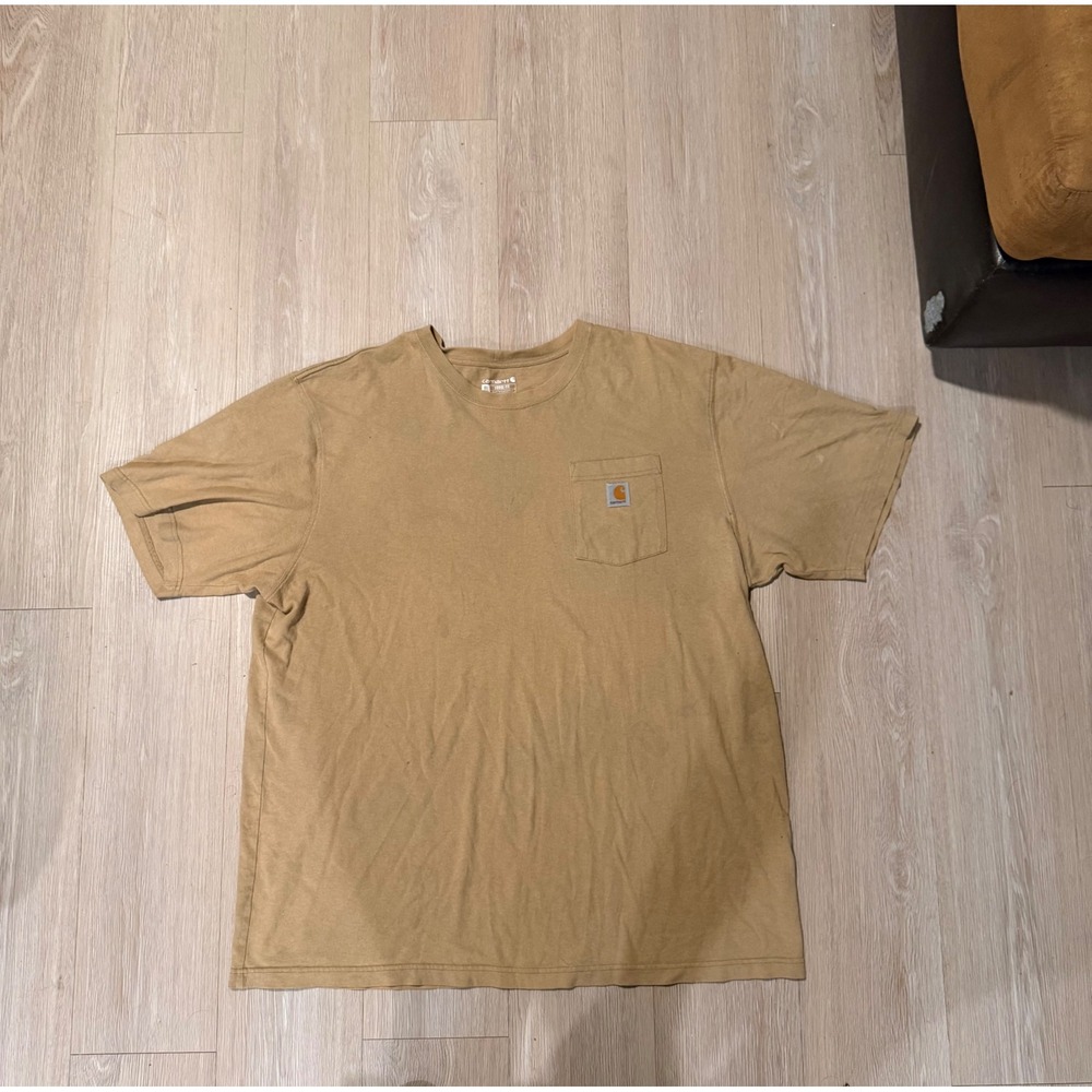 Carhartt Mens Loose Fit Heavyweight Pocket T-Shirt Tan Khaki XL Tall K87 - Picture 1 of 4